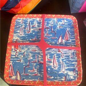 Lilly Pulitzer set of 4 Colorful Sailboat Divided Plates